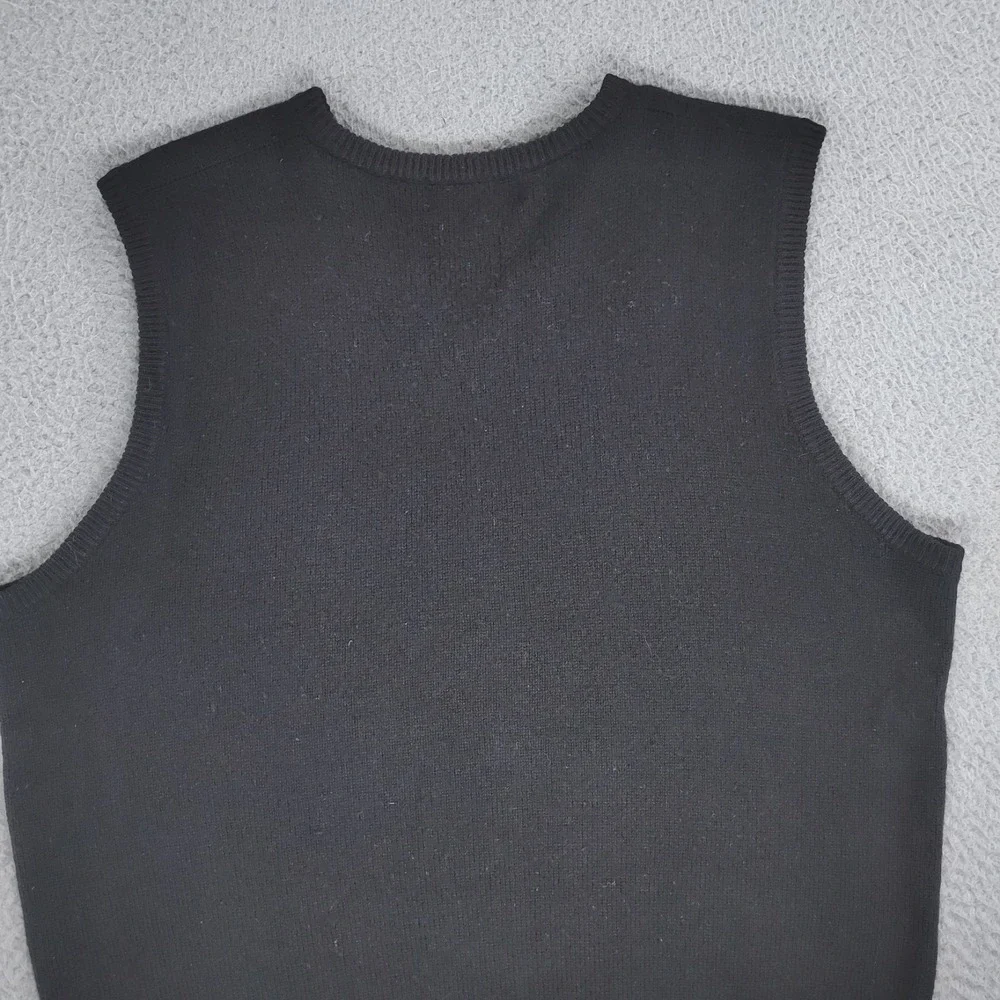 VTG Polo Ralph Lauren Sweater Vest Mens Large Black 100% Lambswool Pullover